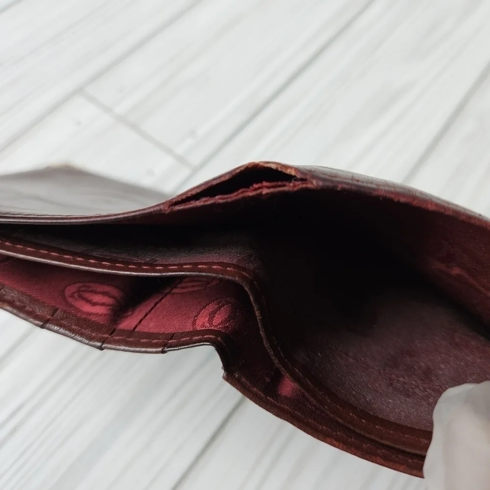 Cartier Vintage Must De Bi Fold Wallet with Coin Pouch in Burgundy Leather